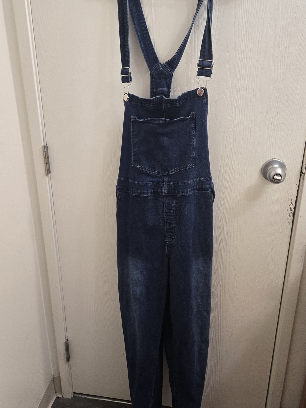 Dark Wash Denim Skinny Overalls XL